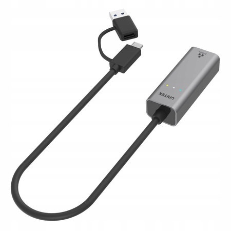 UNITEK Adapter USB-A/C 3.1 GEN1 RJ45; 2,5 Gbps; U1313C
