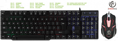 REBELTEC Klawiatura+mysz przewodowa dla graczy OPPRESSOR GAMING