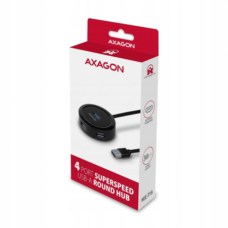 HUE-P1A Hub 4-portowy USB 3.2 Gen 1 round, 30cm USB-A kabel, microUSB