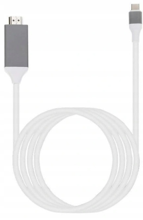 Kabel adapter HDMI 4K 30Hz na USB Typ C 3.1 metalowa obudowa HQ czarny 1.8m