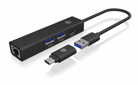 ICYBOX Hub IB-HUB1439-LAN 4w1 HUB, 1x USB-C, 2xUSB-A, 1x LAN