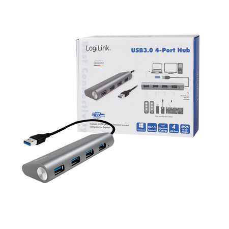 LOGILINK Hub 4xUSB 3.0 aluminiowa obudowa