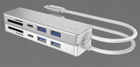 HUB USB 3.0 typu C z 3 portami USB i czytnikiem kart pamięci IB-HUB1413-CR