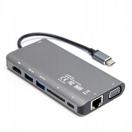 UNITEK HUB 8-w-1 USB-C 3.1; HDMI; VGA; RJ45; SD; PD 100W; D1019B