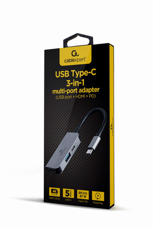 GEMBIRD Hub USB-C PD HDMI USB 3.1