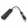 ICYBOX Hub IB-HUB1439-LAN 4w1 HUB, 1x USB-C, 2xUSB-A, 1x LAN
