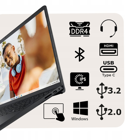 MEGA WYDAJNY Laptop Dell Inspiron 15 RYZEN 5 8GB 512SSD FHD W11 TOUCH