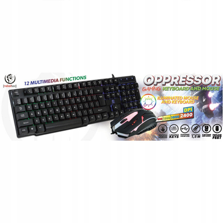REBELTEC Klawiatura+mysz przewodowa dla graczy OPPRESSOR GAMING
