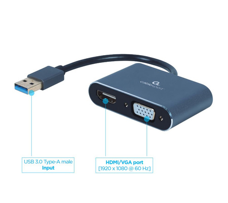 GEMBIRD Adapter USB 3.0 to HDMI VGA D-SUB