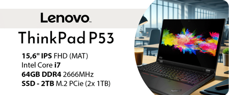 WYDAJNA Stacja robocza Lenovo ThinkPad P53 i7 9GEN 64GB 2TB SSD FHD PODŚ-KL