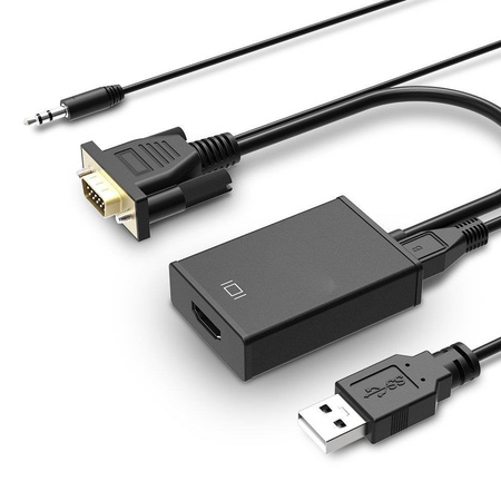 GEMBIRD Konwerter VGA do HDMI 15 cm czarny
