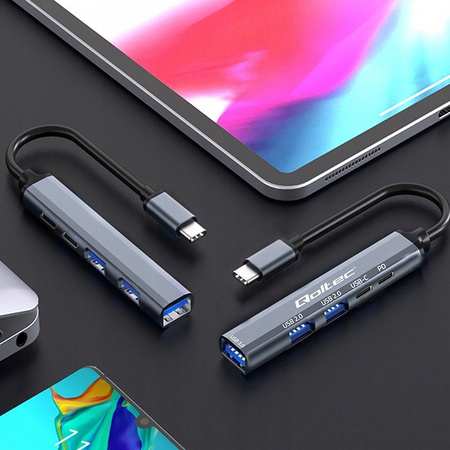 QOLTEC HUB adapter USB-C 3.1 5w1 | USB-C PD | USB-C | 2x USB 2.0 | USB 3.0