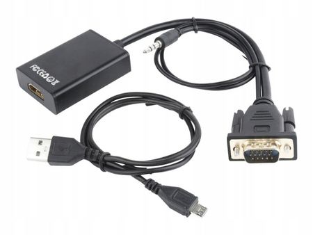 GEMBIRD Konwerter VGA do HDMI 15 cm czarny