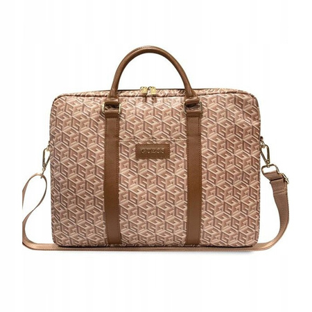 GUESS Torba do notebooka 16 cali GCube Stripes GUCB15HGCFSEW brązowa