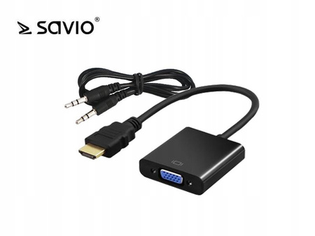 SAVIO Adapter HDMI (M) - VGA (F) z audio, CL-23/B