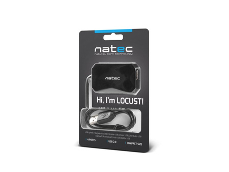 NATEC Hub USB 4-porty LOCUST USB 2.0 Czarny