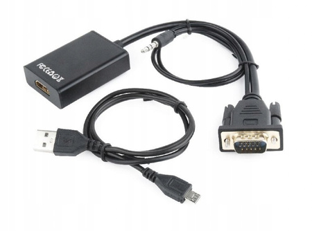 GEMBIRD Konwerter VGA do HDMI 15 cm czarny