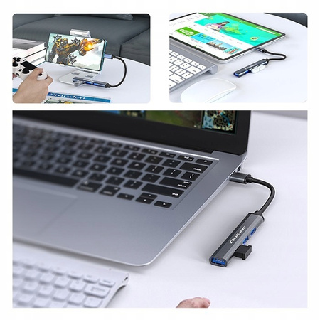 QOLTEC HUB adapter USB-C 3.1 4w1 | USB 3.0 | 3x USB 2.0