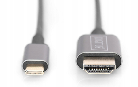 Kabel adapter HDMI 4K 30Hz na USB Typ C 3.1 metalowa obudowa HQ czarny 1.8m