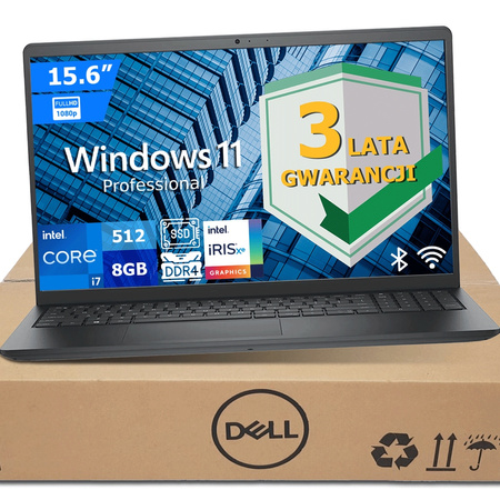 NOWY Laptop DELL Vostro 3520 i7-1255U 8GB 512 SSD FULLHD 120Hz W11Pro