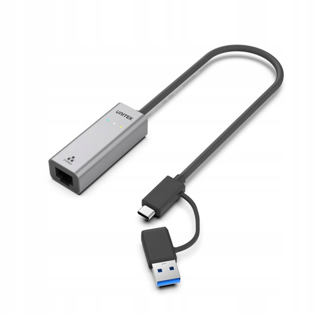 UNITEK Adapter USB-A/C 3.1 GEN1 RJ45; 2,5 Gbps; U1313C