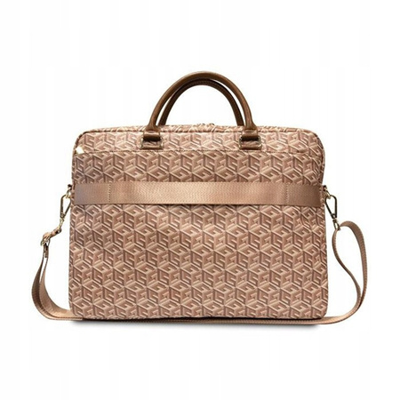 GUESS Torba do notebooka 16 cali GCube Stripes GUCB15HGCFSEW brązowa
