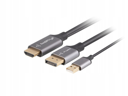 LANBERG Kabel HDMI(M)-Displayport(M) 1M 4K czarny