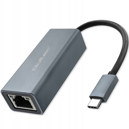 QOLTEC Adapter USB-C na RJ45 Ethernet | 1000Mbps | Aluminiowa obudowa