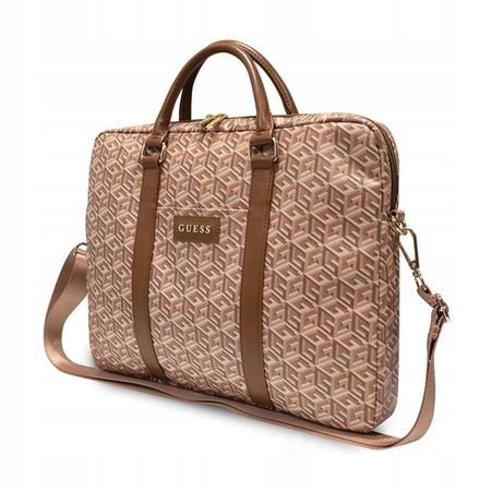 GUESS Torba do notebooka 16 cali GCube Stripes GUCB15HGCFSEW brązowa