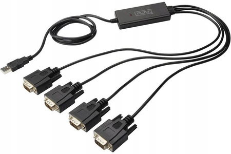 Konwerter/Adapter USB 2.0 do 4x RS232 (DB9) z kablem USB A M/Ż dł. 1,5m