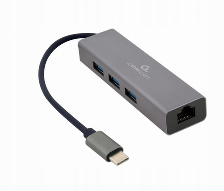 GEMBIRD Hub 3 portowy USB 3.1 z kartą sieciową