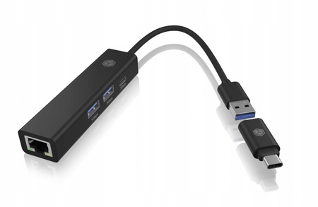 ICYBOX Hub IB-HUB1439-LAN 4w1 HUB, 1x USB-C, 2xUSB-A, 1x LAN