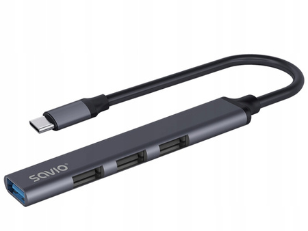 Hub 4 porty USB-A - 3 x USB-A 2.0, 1 x USB-A 3.0, 5 Gbps, Aluminium, AK-70