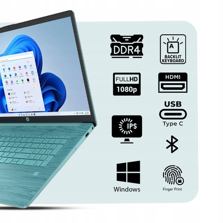 LIMITOWANY Laptop HP 17 QUAD 4GB 128SSD HD+ PODŚ-KL USB-C W11