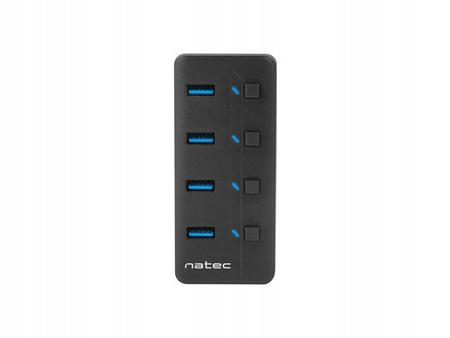 NATEC Hub USB 4 porty Mantis 2 USB 3.0 z włącznikiem + zasilacz