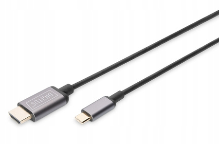 Kabel adapter HDMI 4K 30Hz na USB Typ C 3.1 metalowa obudowa HQ czarny 1.8m