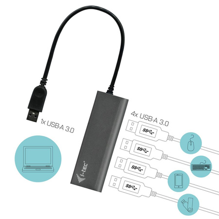 I-TEC USB 3.0 Metal HUB Charging - 4 porty z zasilaczem/ładowaniem