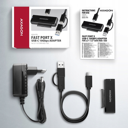 ADSA-FPX Adapter USB-C 10Gbps SATA 6G 2.5''/3.5'' SSD/HDD FASTPORT X, w,