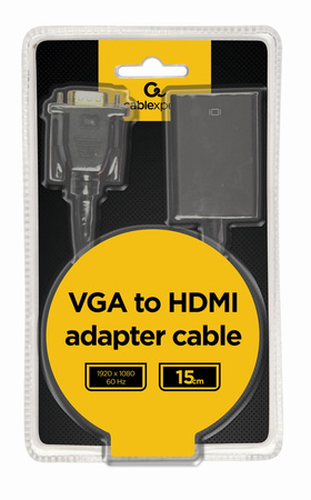 GEMBIRD Konwerter VGA do HDMI 15 cm czarny