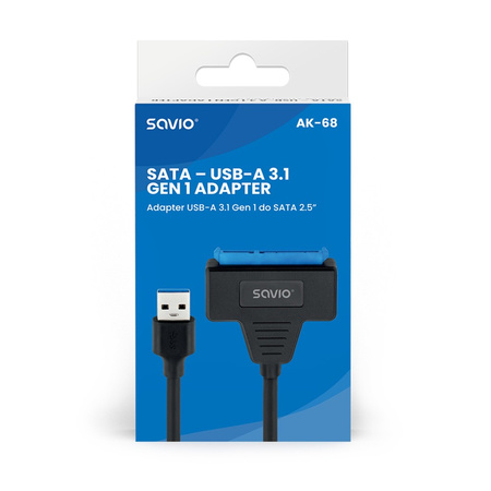 SAVIO Adapter USB-C 3.1 Gen 1 (M) - SATA (F) do dysków 2.5 cala , AK-68