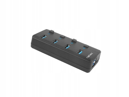 NATEC Hub USB 4 porty Mantis 2 USB 3.0 z włącznikiem + zasilacz