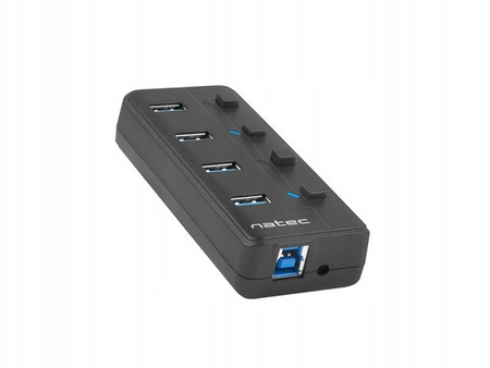 NATEC Hub USB 4 porty Mantis 2 USB 3.0 z włącznikiem + zasilacz