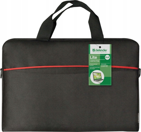 DEFENDER TORBA LITE 15,6 CZARNA WZMOCNIONE BOKI, PLASKI KSZTALT