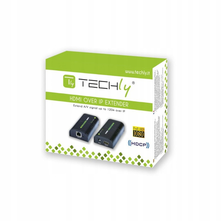 Extender/splitter HDMI po skrętce Cat.5e/6/6a/7 do 120m, over IP, czarny