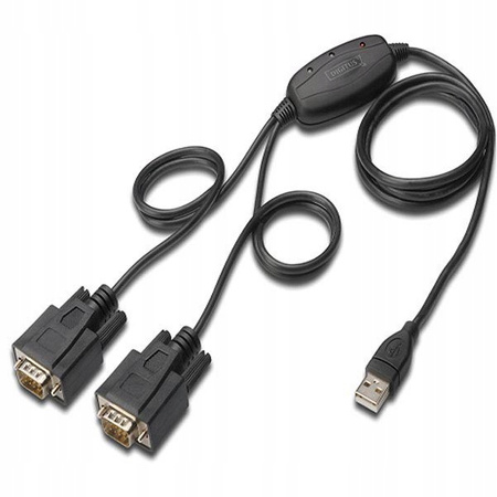 Konwerter/Adapter USB 2.0 do 2x RS232 (DB9) z kablem USB A M/Ż dł. 1,5m
