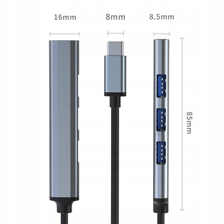 QOLTEC HUB adapter USB-C 3.1 4w1 | USB 3.0 | 3x USB 2.0