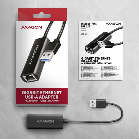 ADE-AR Karta sieciowa Gigabit Ethernet adapter, USB-A 3.2 Gen 1, instalacja