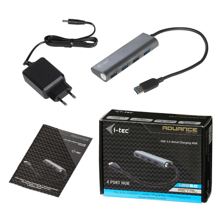 I-TEC USB 3.0 Metal HUB Charging - 4 porty z zasilaczem/ładowaniem