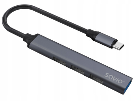 Hub 4 porty USB-A - 3 x USB-A 2.0, 1 x USB-A 3.0, 5 Gbps, Aluminium, AK-70