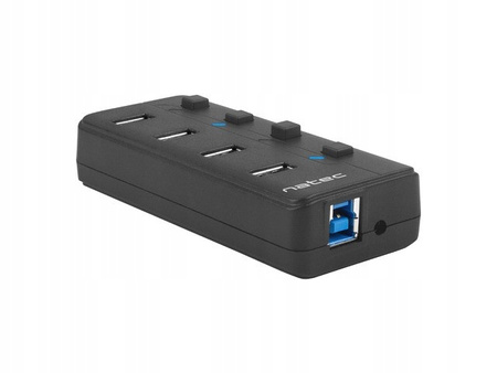 NATEC Hub USB 4 porty Mantis 2 USB 3.0 z włącznikiem + zasilacz